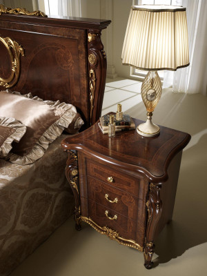 Doppelbett Bett Holz Design Betten Antik Stil Barock Rokoko 2x Nachttische Neu