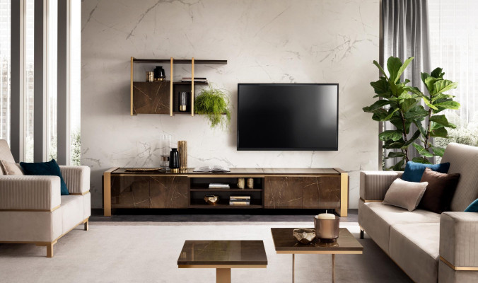 Regale Wohnwand rtv tv Sideboard Vitrinen Schrank Wohnzimmer Regal arredoclassic
