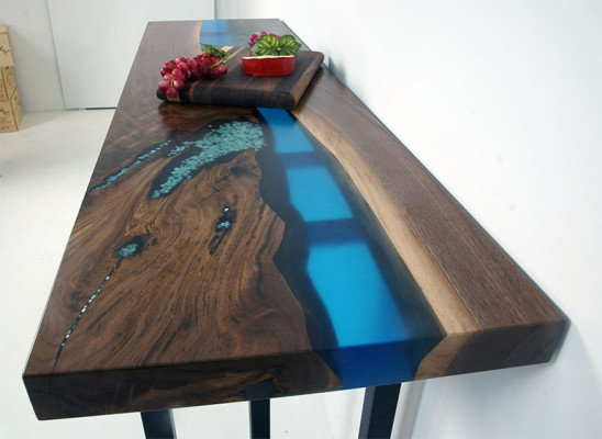 Esstisch River Table Echtes Holz Massiv Epoxidharz Tische 260x100 Neu