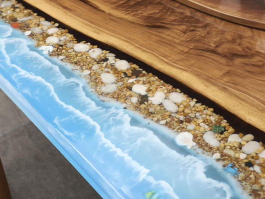 Epoxid harz esstisch echtes deko holz massive möbel wasserfall epoxy tisch