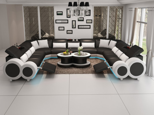 Ledersofa Couch Wohnlandschaft Ecksofa Eck Garnitur Design Modern Sofa G8035B