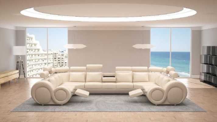 Designer Wohnlandschaft Eckcouch mit USB Couch Sofa Polster Ledersofa Sofas New