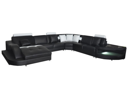 Leder Sofas Wohnlandschaft Eck Garnitur Design Modern Sofa mit USB L6015 Tisch