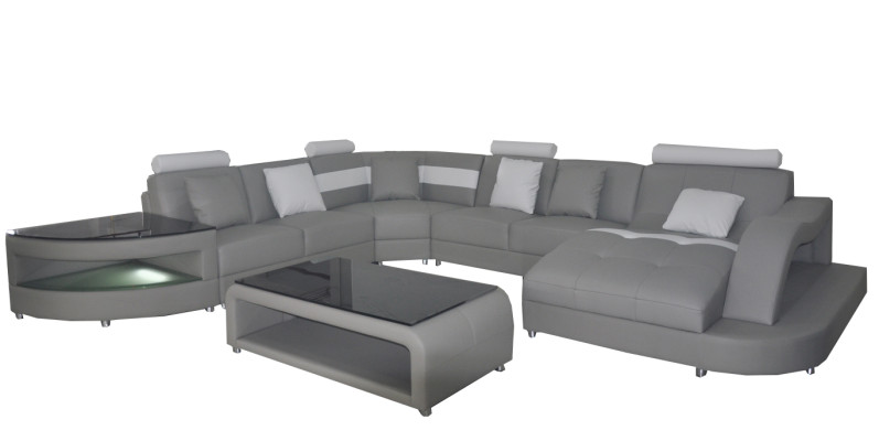 Leder Sofas Wohnlandschaft Eck Garnitur Design Modern Sofa U-Form + Tisch