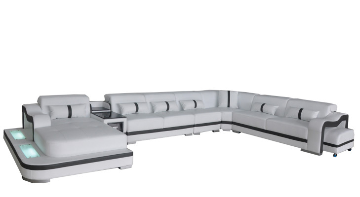Leder Couch Polster Sitz Wohnlandschaft Design Modern Eck Garnitur Sofa mit USB