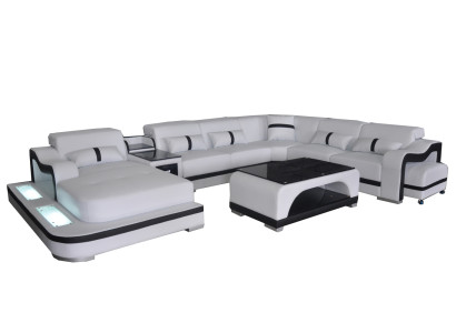 Ecksofa Eckgarnitur Eckcouch Sofa Couch Polster Wohnlandschaft Tisch USB LED Neu