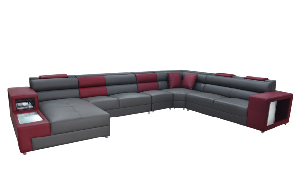 Designer Leder Polster Sitz Ecke Leder Sofa Polster Eck Landschaft Zimmer XXL