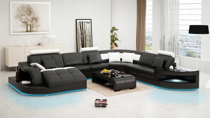 Ledersofa Couch Wohnlandschaft Ecksofa Eck Garnitur Design Modern Neu Sofa +USB