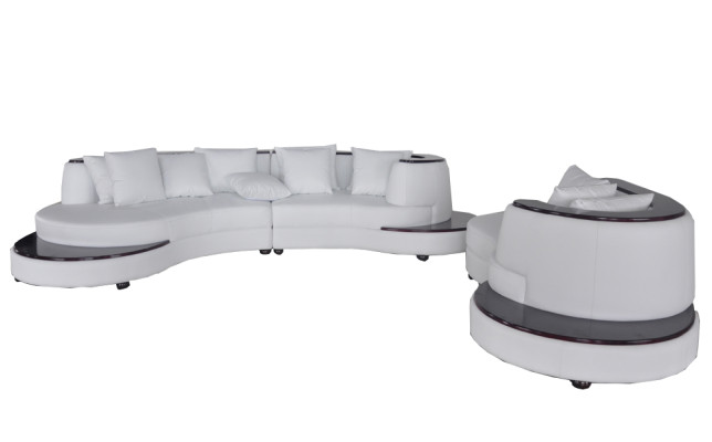 Luxus Wohn Eck Leder Garnitur Landschaft Polster Ecke XXL Big Sofa