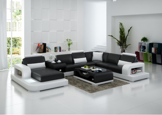 Ledersofa Couch Modern Wohnlandschaft Ecksofa Eck Dekor Design Garnitur