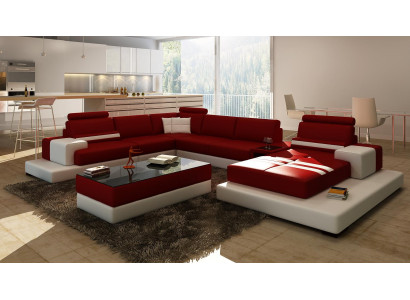 Wohnlandschaft Couch Polster Eck Garnitur Ledersofa Big Sofa Ecksofa Neu 2725A