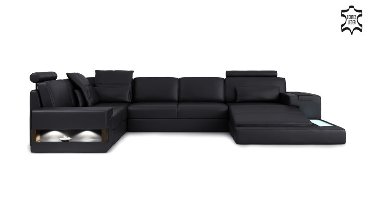 Textil Stoffsofa Sofa Couch Polster Wohnlandschaft Design Sofas Ecksofa USB LED