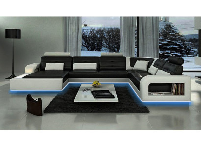 SCHLAFSOFA SOFA GARNITUR WOHNLANDSCHAFT ECKCOUCH ECKSOFA LEDERSOFA mit USB Neu