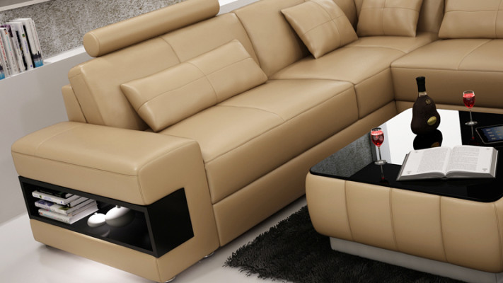 Ledersofa Couch Wohnlandschaft Modern Ecksofa Eck Dekor Garnitur Design