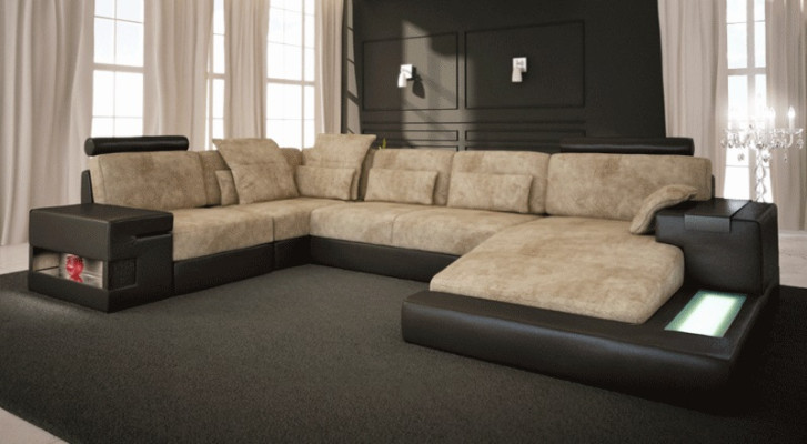 Designsofa Wohnlanschaft Ecksofa Sofa Couch U Form Leder Textil Neu Bellini Grau
