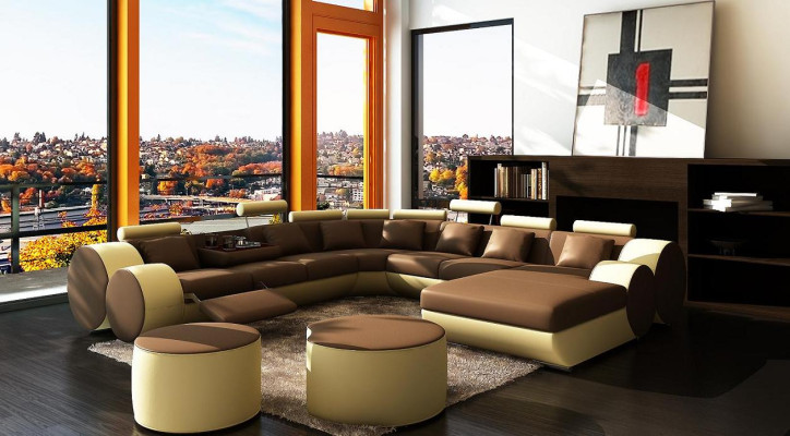 DESIGNER LEDERSOFA XXL WOHNLANDSCHAFT BIG SOFA COUCH POLSTERECKE ECKSOFA NEU