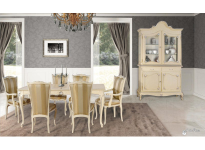Tisch Set Garnitur Esstisch 6 Stühle Luxus Stil Möbel 8tlg Stuhl Gruppe Vitrine