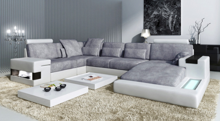 Leder U Form Wohnlandschaft Polster Eckcouch Couch Leder Sofa Ecksofa Eckcouch