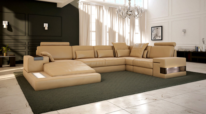 Leder Design Sofa Couch Polster Ecksofa Garnitur Wohnlandschaft Ecksofa XXL ECKE