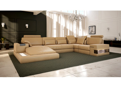 Leder Design Sofa Couch Polster Ecksofa Garnitur Wohnlandschaft Ecksofa XXL ECKE