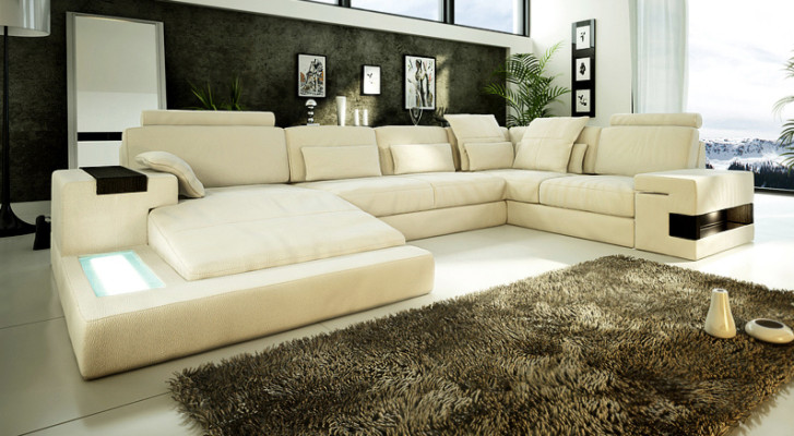 Leder Design Sofa Couch Polster Ecksofa Garnitur Wohnlandschaft Ecksofa XXL ECKE