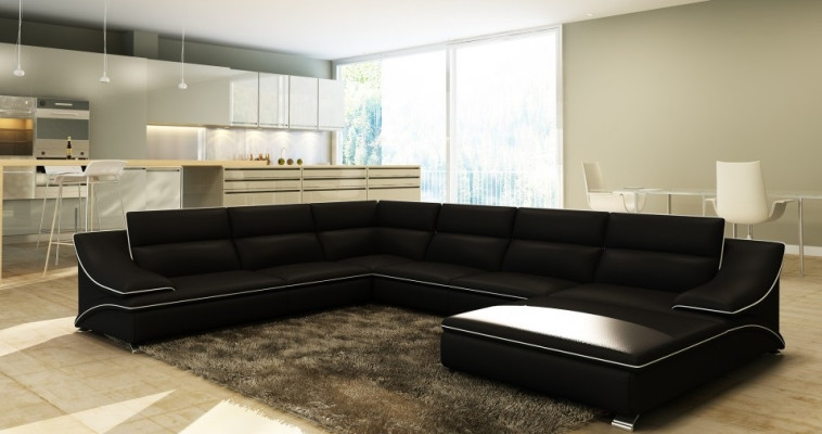 Ecksofa USB Ledersofa Wohnlandschaft Couch Sitz Eck Garnitur U Form EltmannS Neu