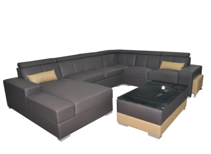 Moderne Couchgarnitur Sofa Ecke Sitzecke Leder Couch Polster Wohnlandschaft USB