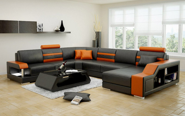Ledersofa Couch Wohnlandschaft Ecksofa Eck Garnitur Design Modern Neu Sofa L6016