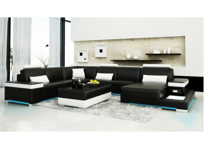 Ledersofa Couch Wohnlandschaft Ecksofa Garnitur Design Modern Neu Sofa Licht USB