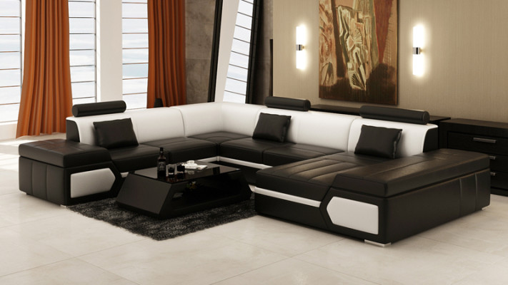 Ledersofa Sofa Couch Wohnlandschaft Ecksofa Garnitur Design Modern Sofa K5013