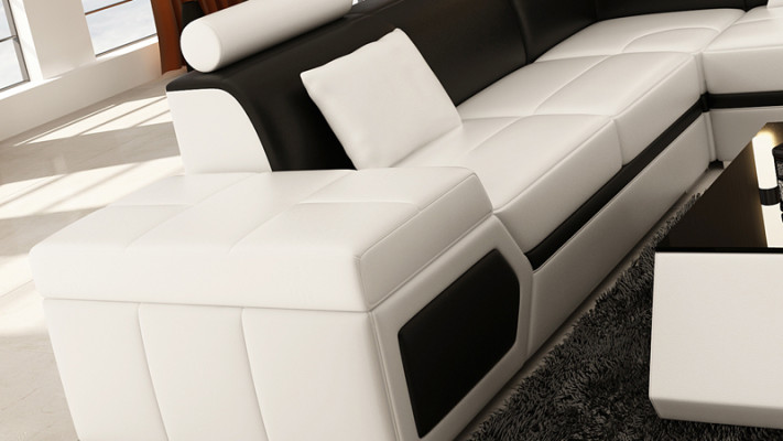 Ledersofa Sofa Couch Wohnlandschaft Ecksofa Garnitur Design Modern Sofa K5013