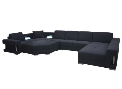 Textil Eckcouch Polster Wohnzimmer Couch Garnitur Eckgarnitur Sofa Couchen + USB