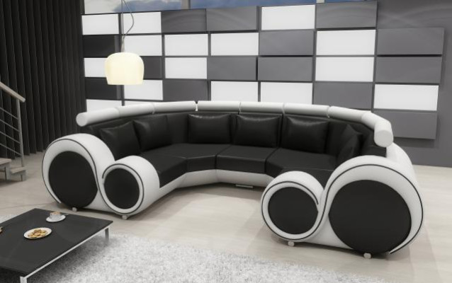 Exklusives Modernes Ledersofa aus Premium Kunstleder mit Holzrahmen