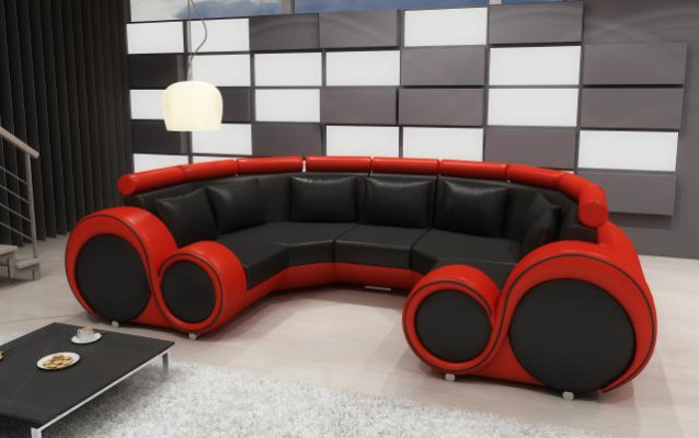 Exklusives Modernes Ledersofa aus Premium Kunstleder mit Holzrahmen