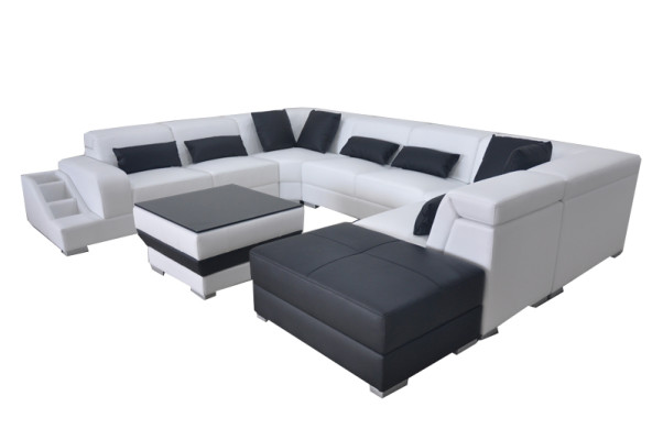 Moderne Sitz Polster Wohnlandschaft Wohnzimmer Couch Polster Ecke USB UForm Neu