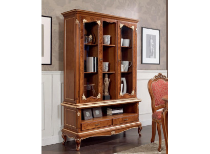 Vitrine Glas Schrank Schränke Vitrinen Holz Anrichte Italienische Möbel Braun