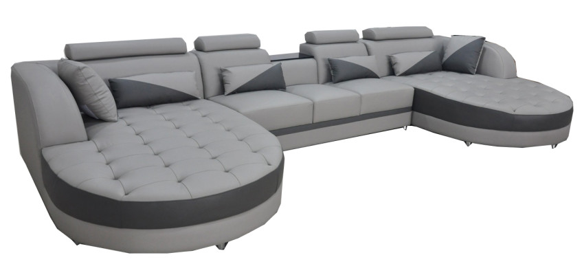 Eck Sofa Polster Couch Sitz Ecke Leder Garnitur U Form Wohnlandschaft