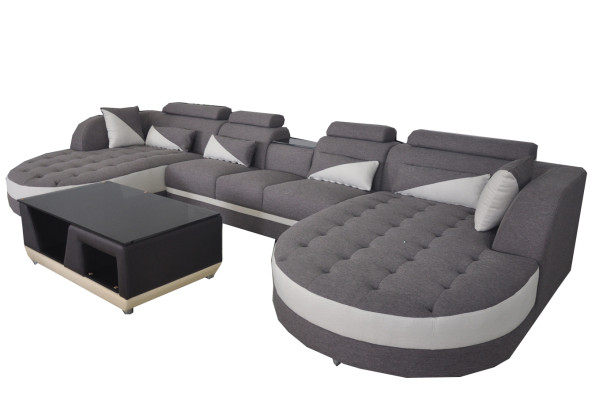 Eck Sofa Polster Couch Sitz Garnitur Moderne U Form Wohnlandschaft Ecke Leder
