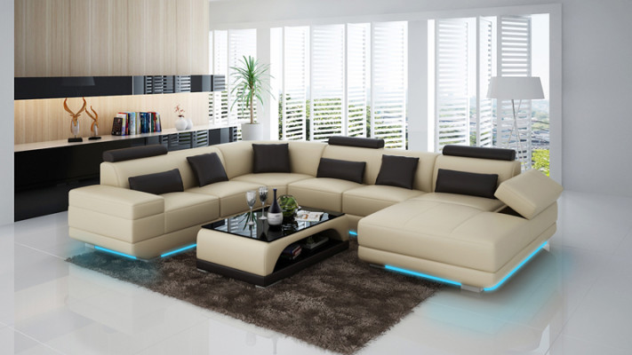 Ledersofa Couch Wohnlandschaft Ecksofa Eck Garnitur Design Modern Sofa