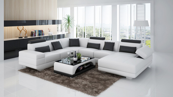 Ledersofa Couch Wohnlandschaft Ecksofa Eck Garnitur Design Modern Sofa