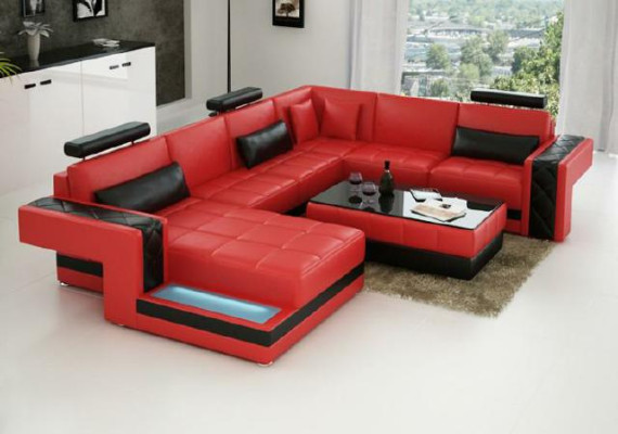 Ecksofa Ledersofa Big XXL U Form Wohnlandschaft Sofa Couch Garnitur Neu