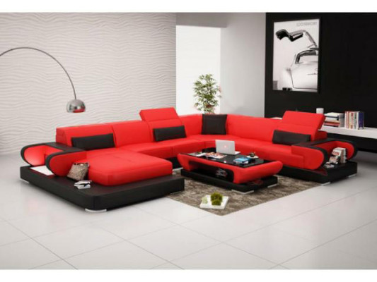 Ledersofa Polster Sitz Couch Garnitur Ecksofa Sofa Couch Wohnlandschaft Detmold