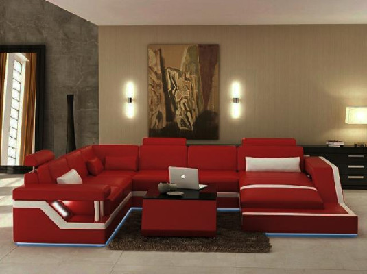 Wohnlandschaft Big Modernes Ledersofa Couch Patentiert Designer Sofa HAMBURG XXL