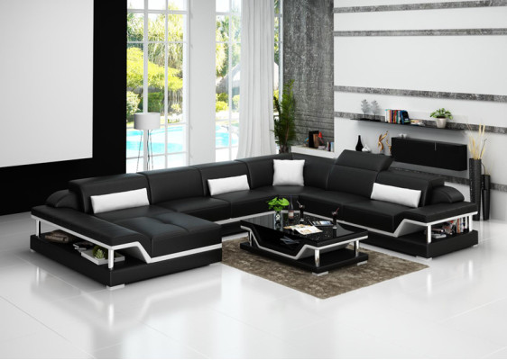 Ledersofa Couch Wohnlandschaft Ecksofa Eck Garnitur Design Modern Sofa G8004
