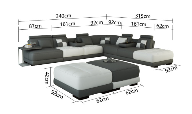 Ledersofa Couch Wohnlandschaft Ecksofa Eck Garnitur Design Modern Sofa Neu A1147