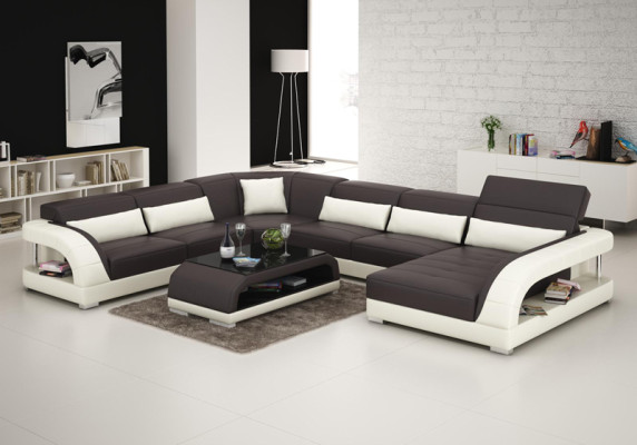 Ledersofa Couch Wohnlandschaft Ecksofa Eck Garnitur Design Modern Sofa