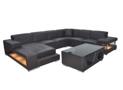 Ledersofa Ecke Wohnlandschaft Garnitur Design Modern Ecksofa Sofa U-Form G8017