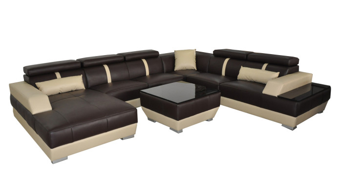 Ledersofa Wohnlandschaft Eck Garnitur Design Modern Sofa Dekorative U-Form