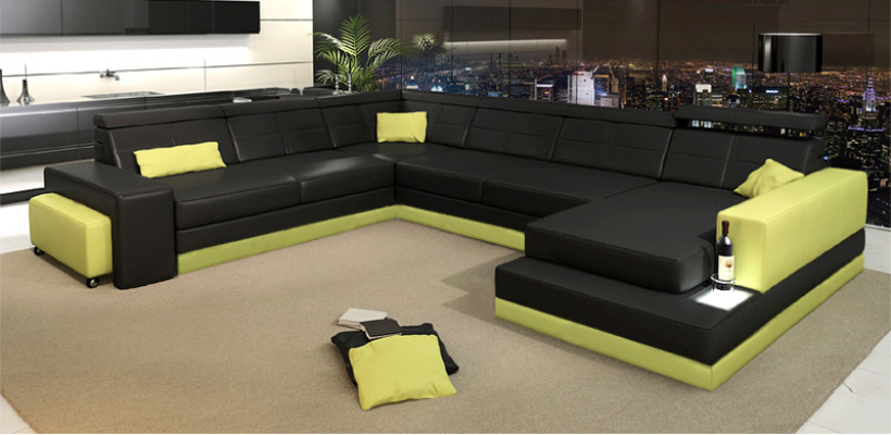 Ledersofa Couch Wohnlandschaft Ecksofa Eck Garnitur Design Modern Sofa