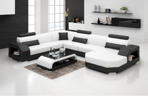 Ledersofa Couch Wohnlandschaft Ecksofa Eck Garnitur Design Modern Sofa G8001